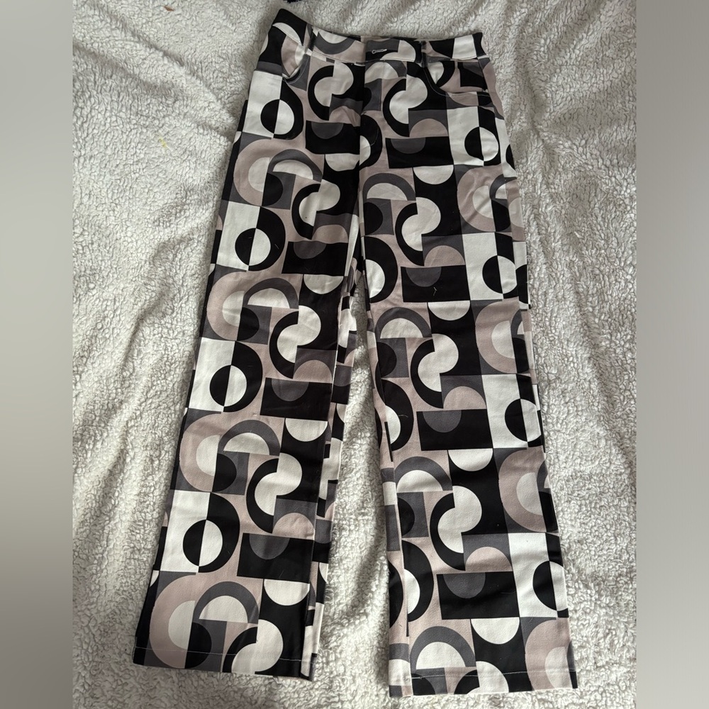geometric patterned jeans